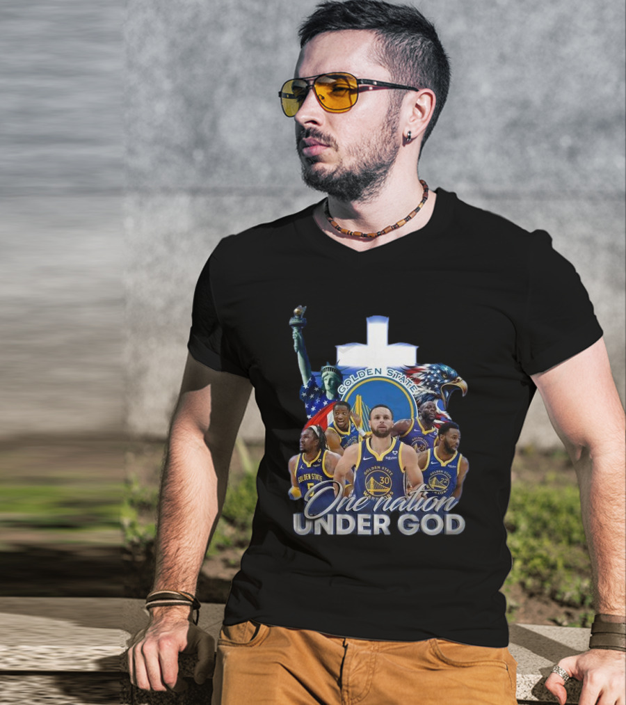 Golden State Warriors One Nation Under God Statue Of Liberty Eagle T-Shirt