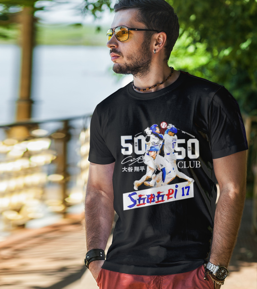 Shohei Ohtani 50 HR 50 SB Club Signature Dodgers 17 T-Shirt