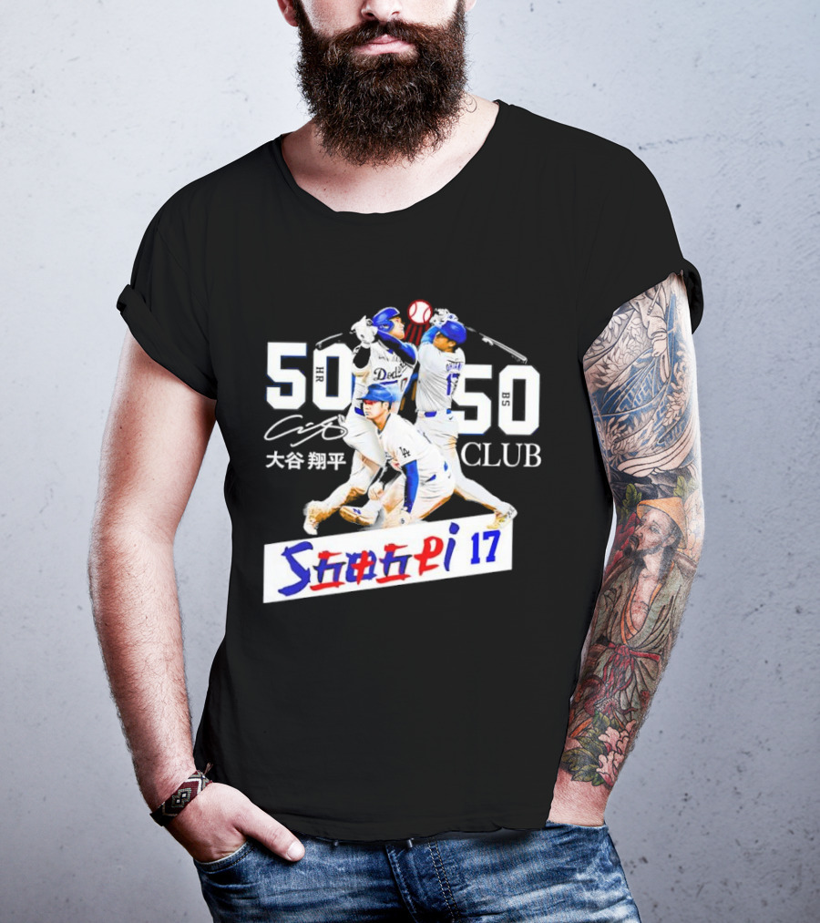 Shohei Ohtani 50 HR 50 SB Club Signature Dodgers 17 T-Shirt