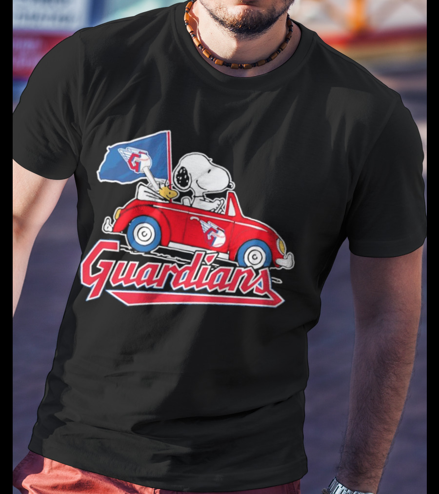 Snoopy And Woodstock Driving Guardians Car Cleveland Guardians T-Shirt