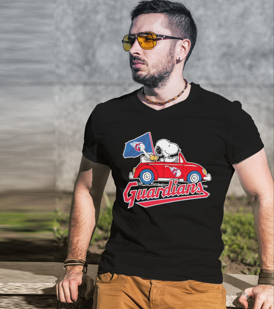 Snoopy And Woodstock Driving Guardians Car Cleveland Guardians T-Shirt