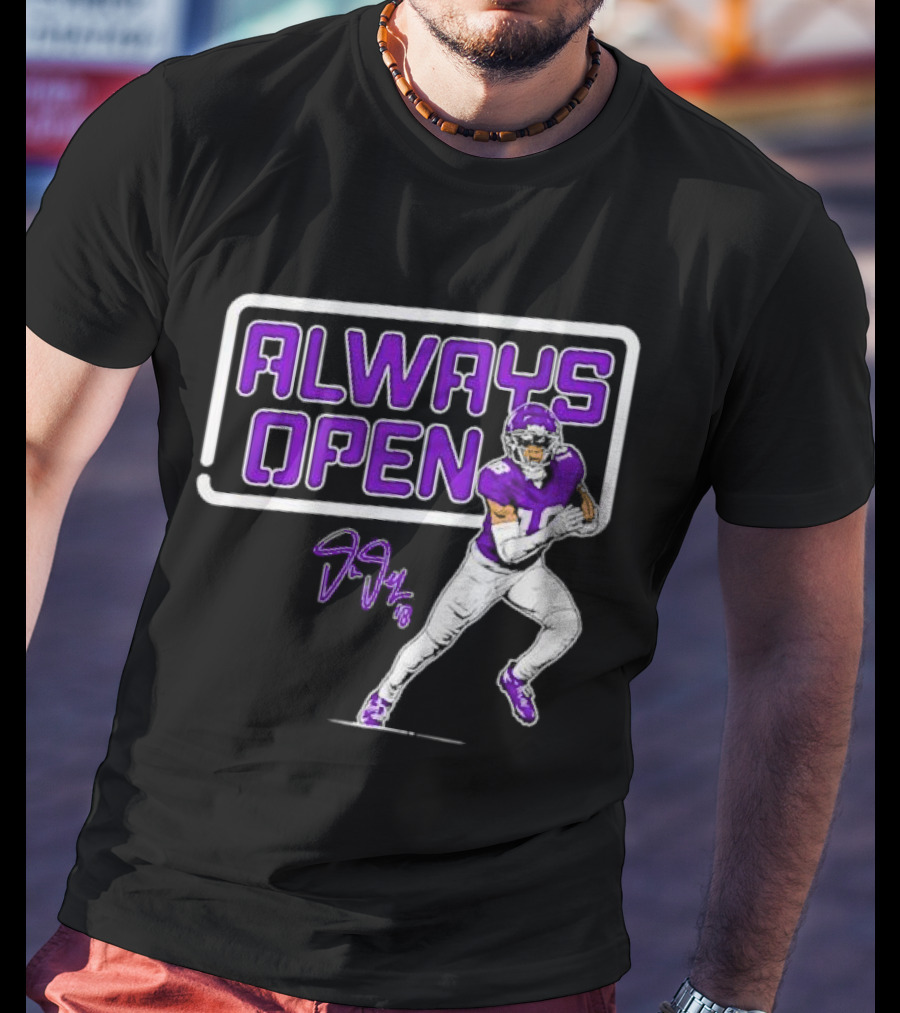 Always Open Justin Jefferson Minnesota Vikings 18 Signature T-Shirt