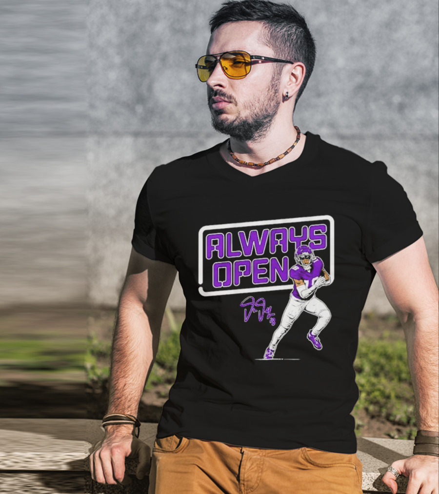 Always Open Justin Jefferson Minnesota Vikings 18 Signature T-Shirt