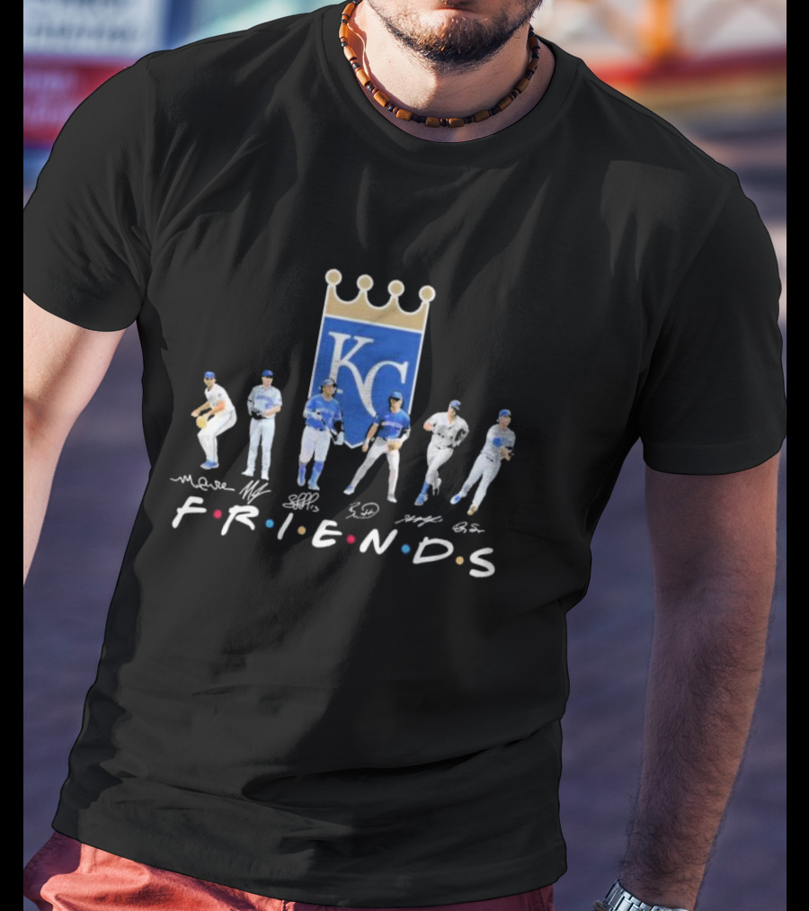 Friends Kansas City Royals Players KC Logo Signatures T-Shirt