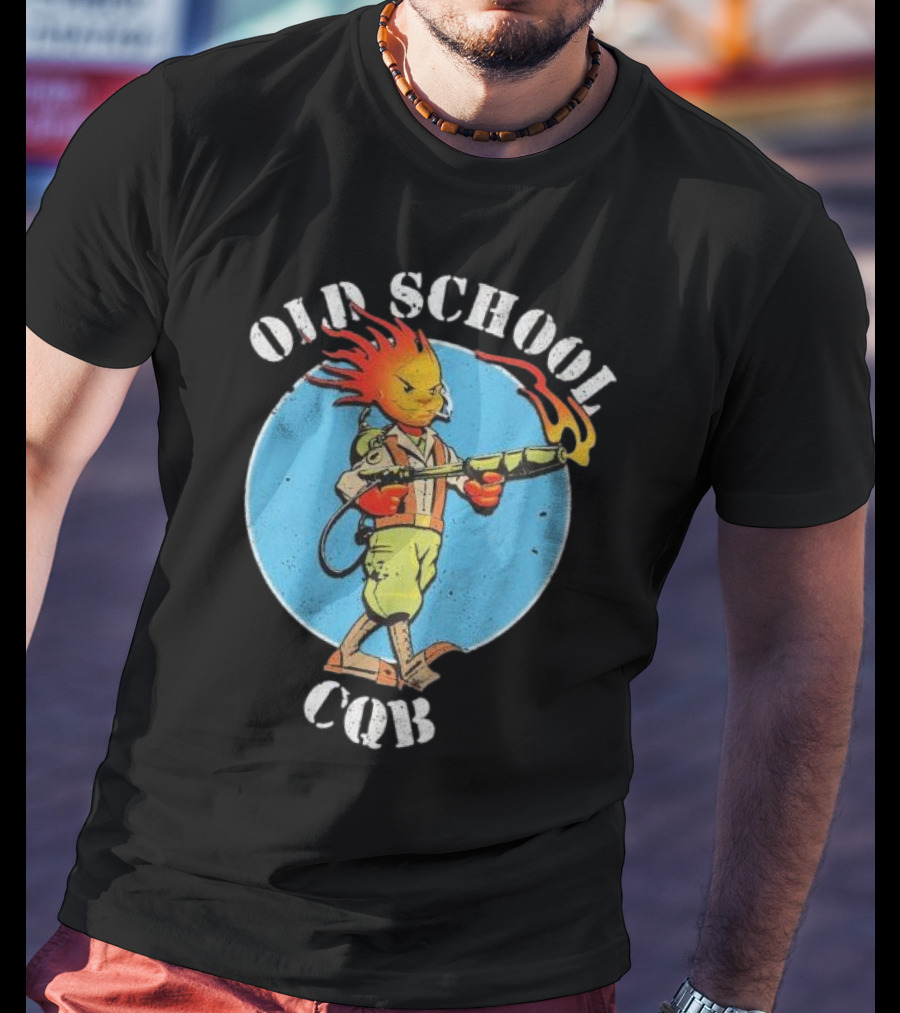 Old School CQB Flamethrower Cartoon Character T-Shirt