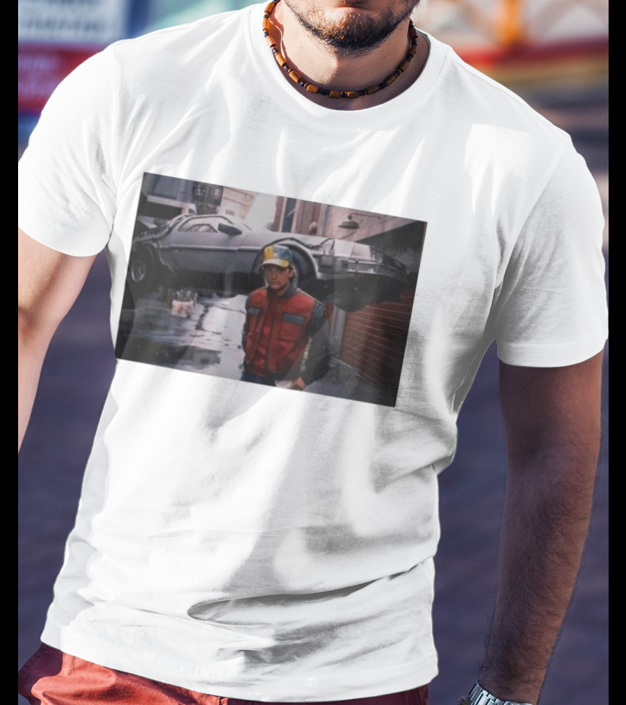 Back To The Future Marty McFly Michael J. Fox DeLorean Iconic Scene T-Shirt