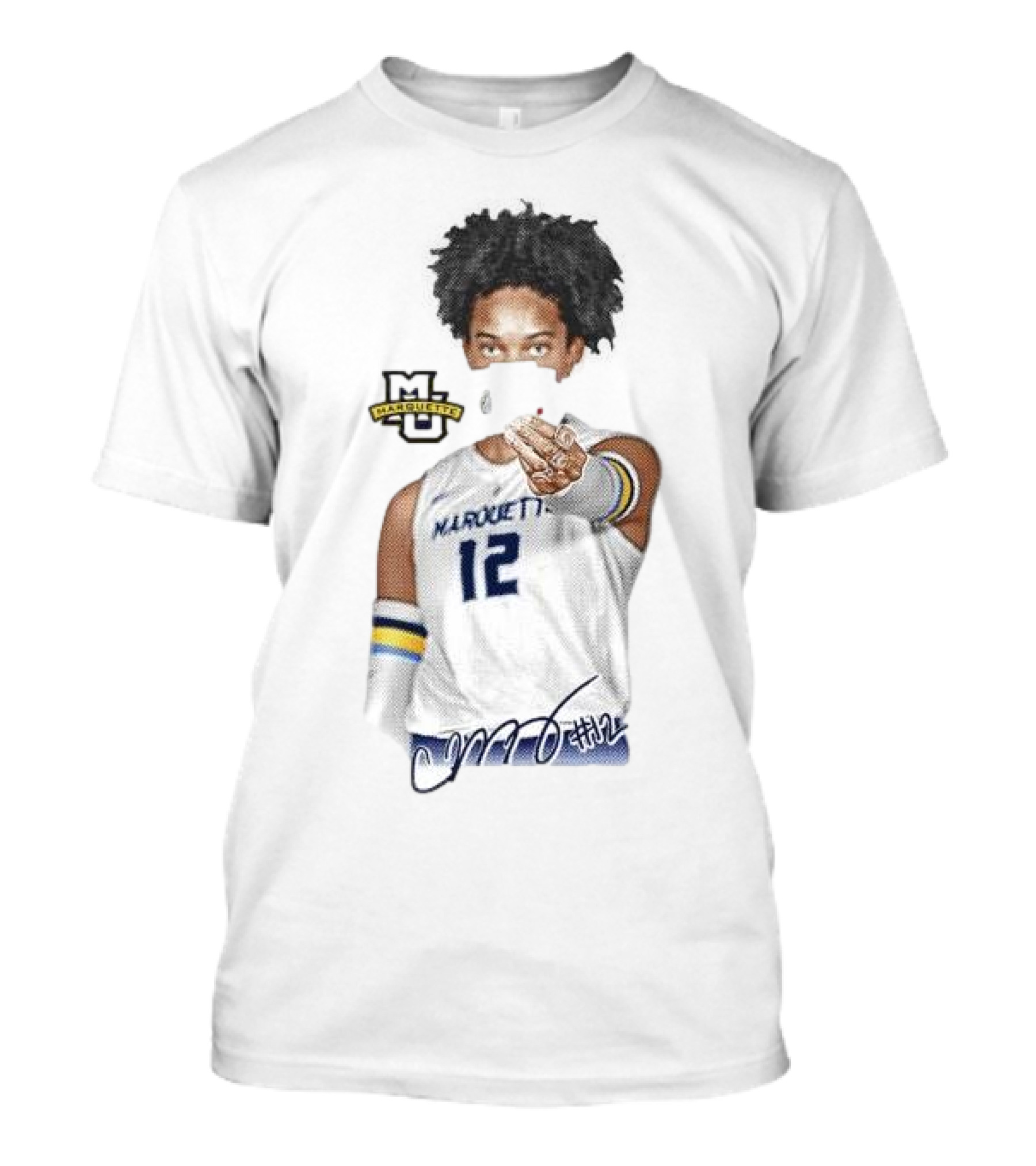Carsen Murray Marquette Golden Eagles #12 Signature Cartoon MU T-Shirt