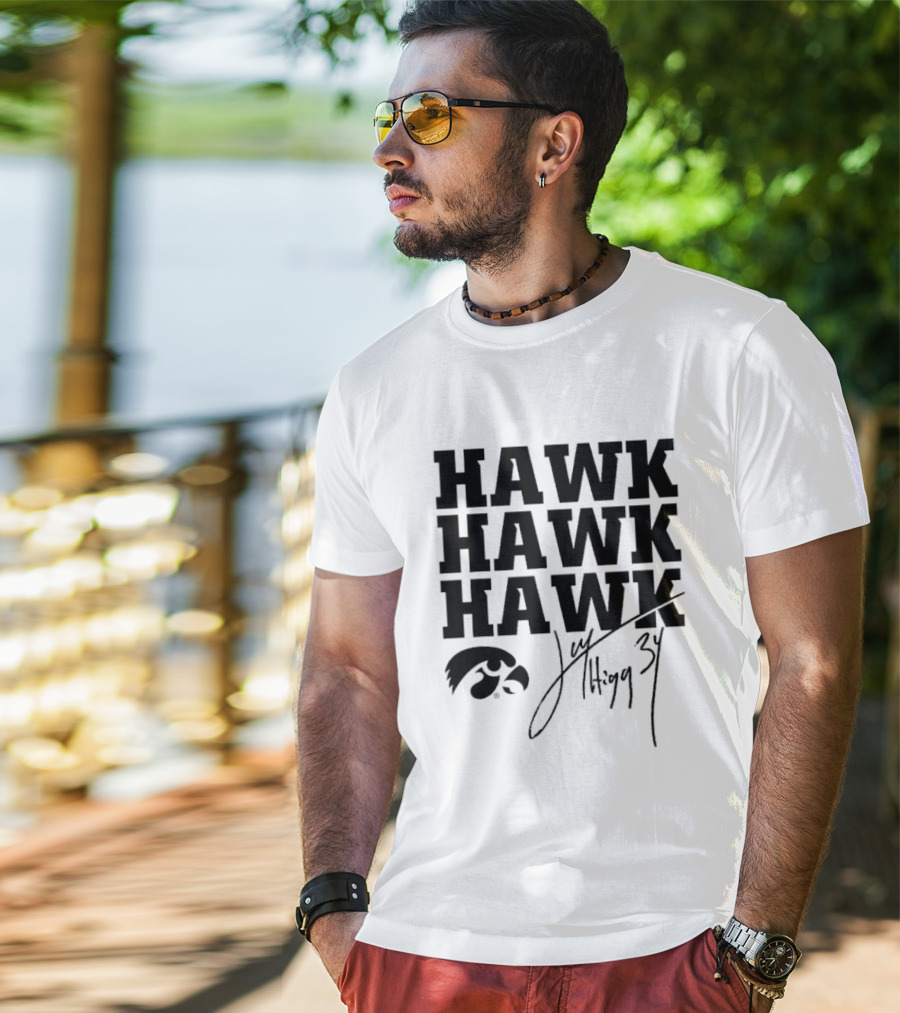 HAWK HAWK HAWK Jay Higgins 34 Iowa Hawkeyes Signature T-Shirt