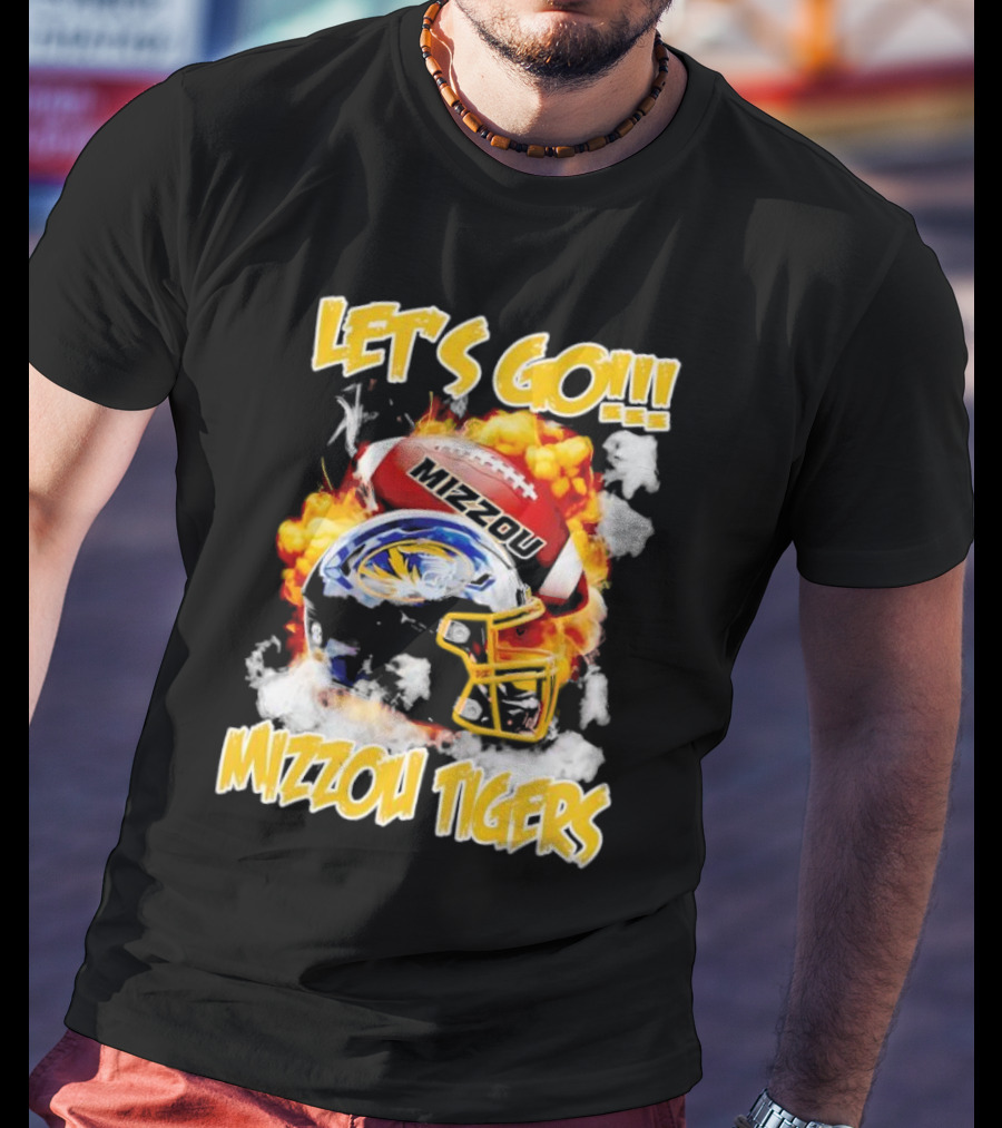LET'S GO MIZZOU TIGERS FOOTBALL HELMET FIREBALL T-Shirt