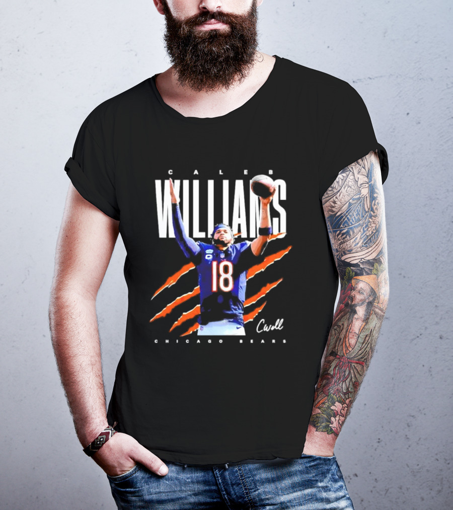 Caleb Williams Chicago Bears Number 18 Football CWell Signature T-Shirt