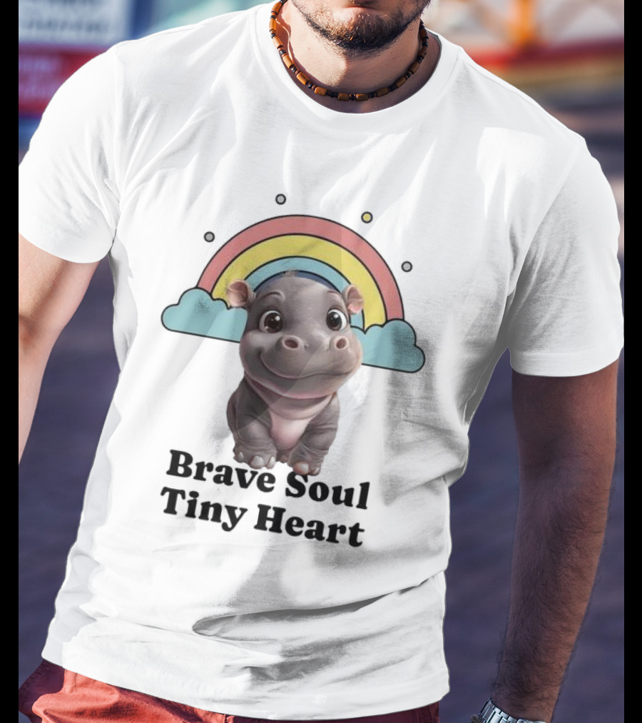 Brave Soul Tiny Heart Hippo With Rainbow T-Shirt