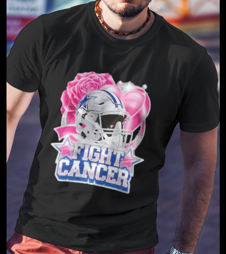 Dallas Cowboys Fight Breast Cancer Awareness Rose Pink Heart Helmet T-Shirt