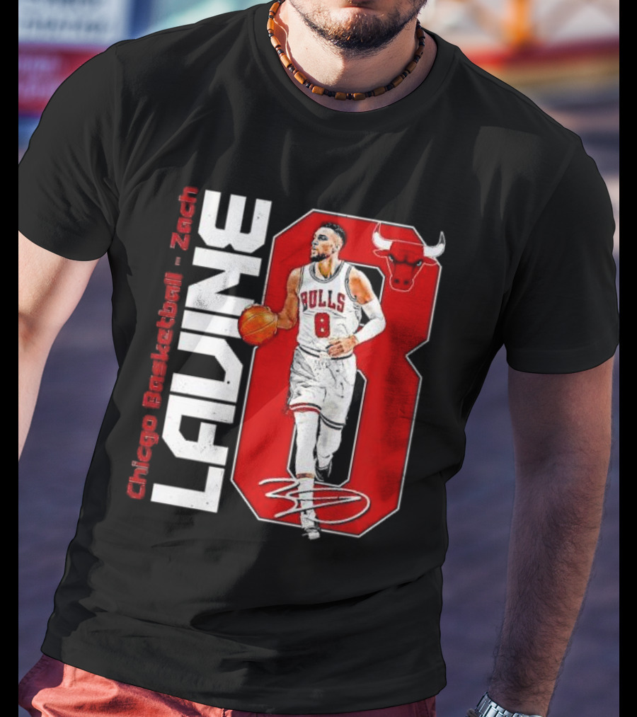 Zach Lavine Chicago Basketball Bulls Number 8 Signature T-Shirt