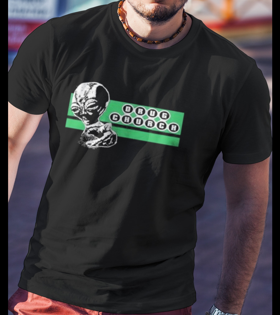 Drug Church Alien With Green Background T-Shirt