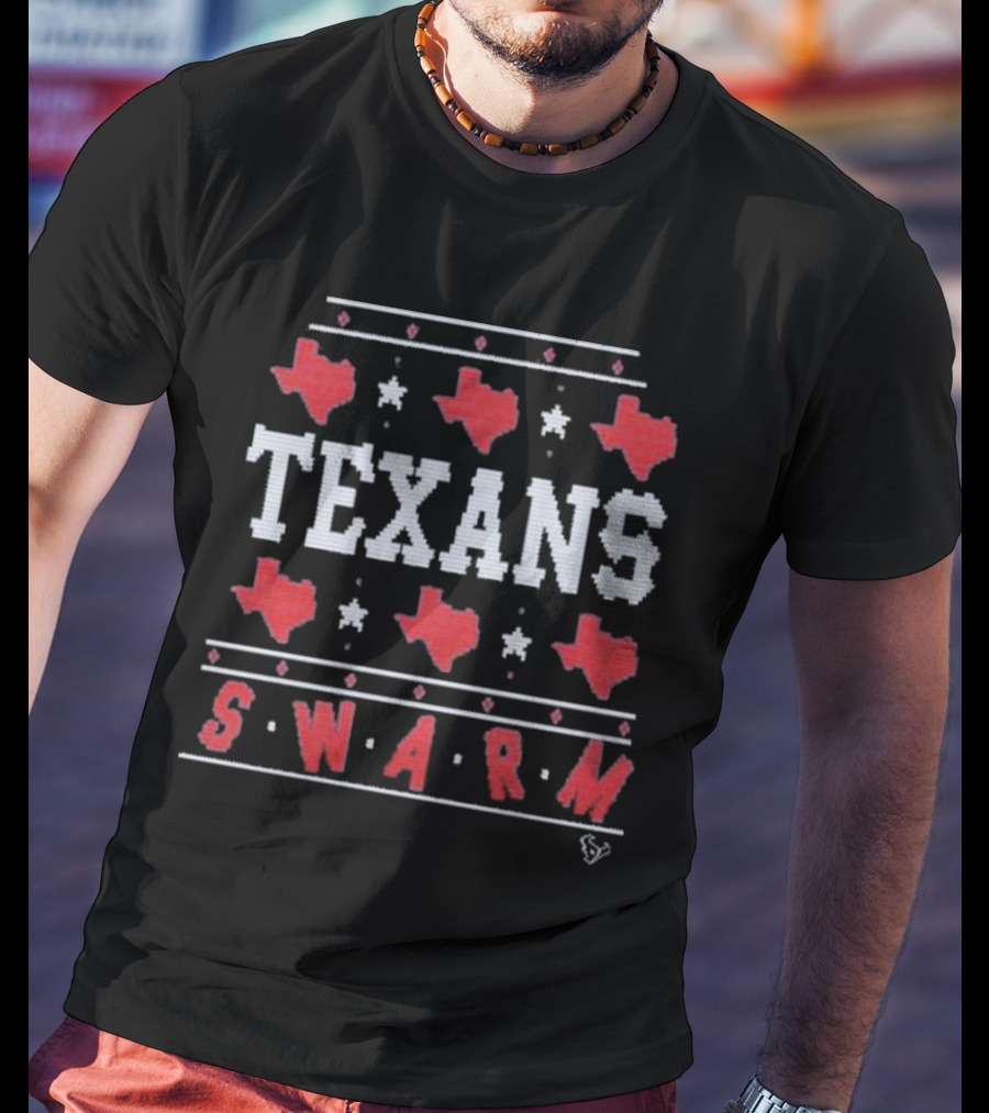 Texans Swarm Holiday Ugly Christmas Sweater Texas Map T-Shirt