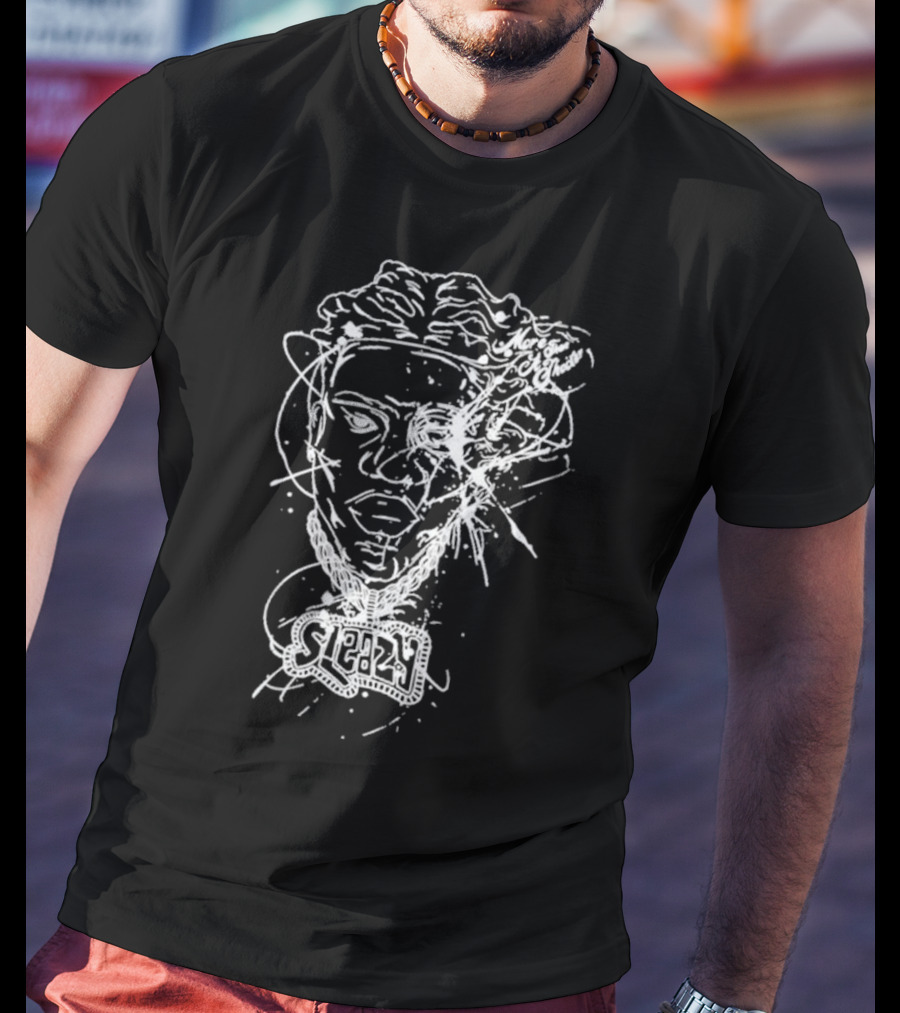 Sleazyworld Go Sleazy Necklace Portrait Sketch T-Shirt