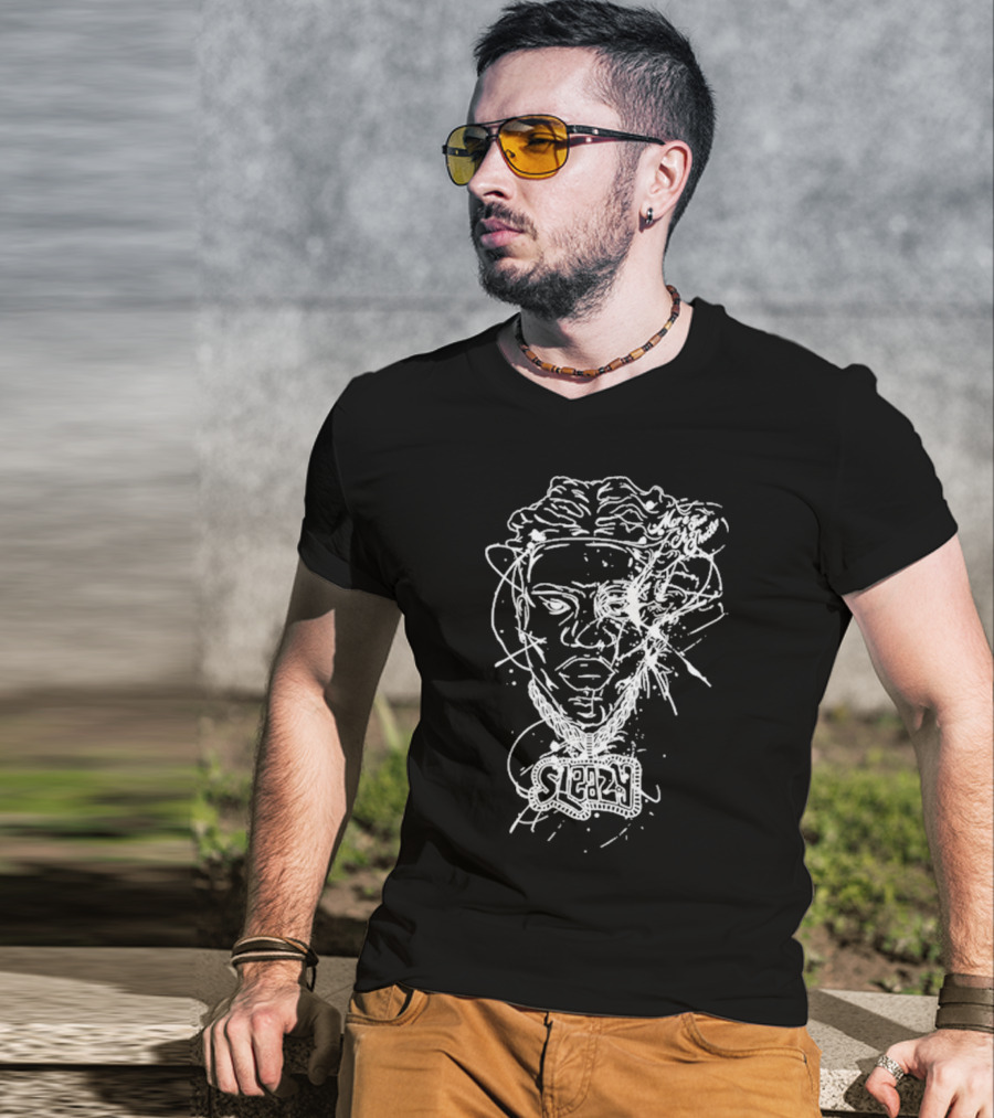 Sleazyworld Go Sleazy Necklace Portrait Sketch T-Shirt