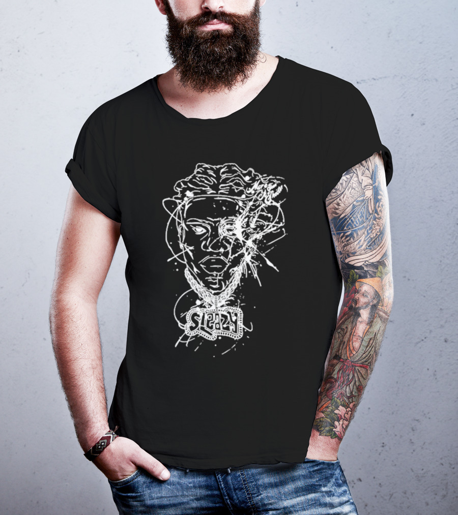 Sleazyworld Go Sleazy Necklace Portrait Sketch T-Shirt