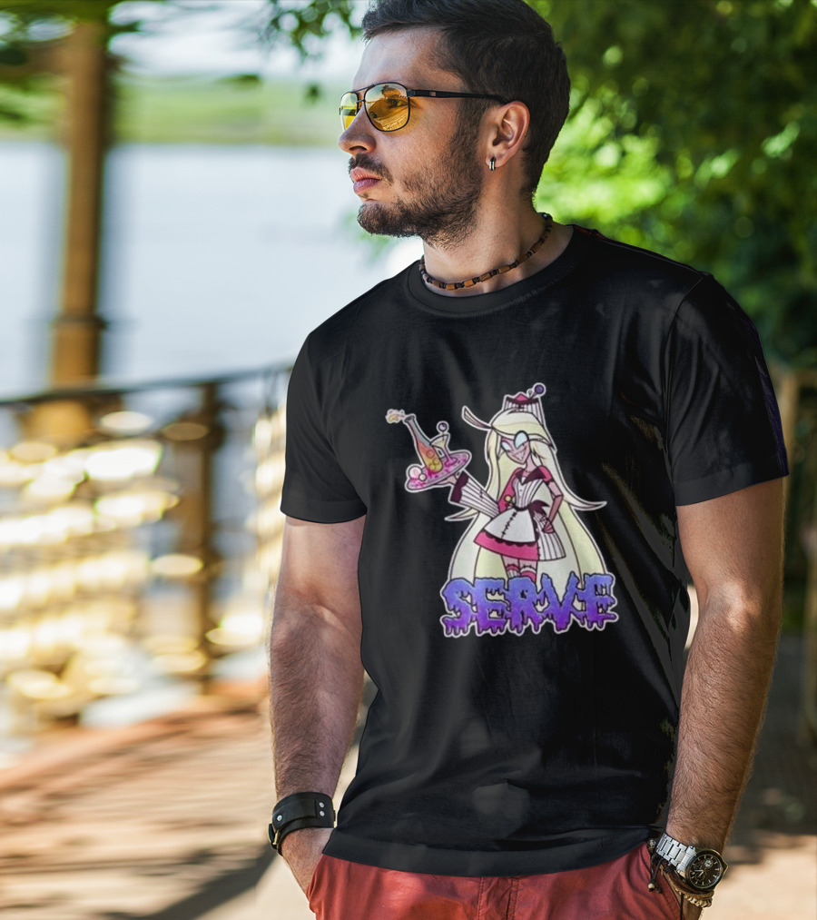 Weeby Newz Serve Demon Weeby Anime Character With Potion Tray T-Shirt
