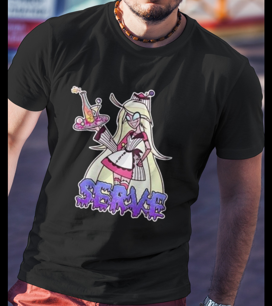 Weeby Newz Serve Demon Weeby Anime Character With Potion Tray T-Shirt
