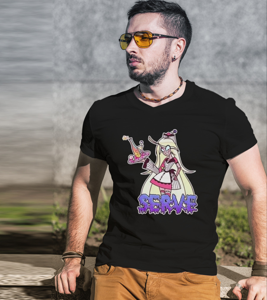 Weeby Newz Serve Demon Weeby Anime Character With Potion Tray T-Shirt