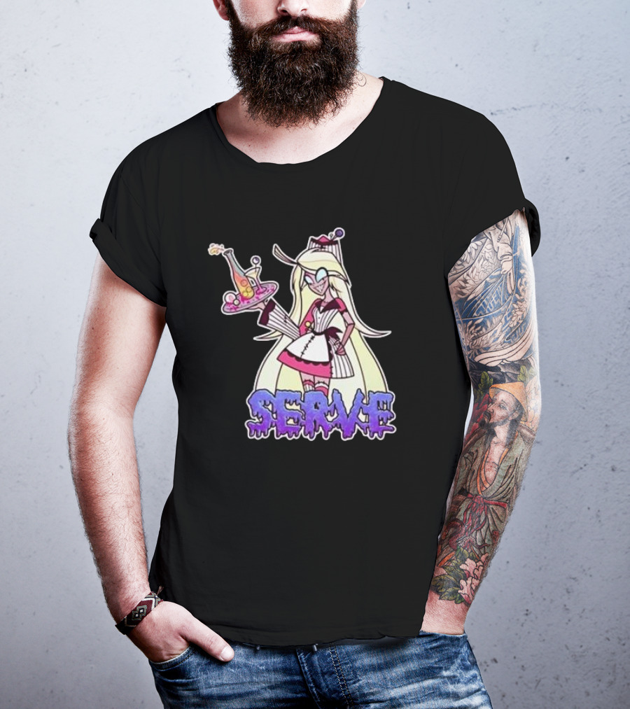 Weeby Newz Serve Demon Weeby Anime Character With Potion Tray T-Shirt