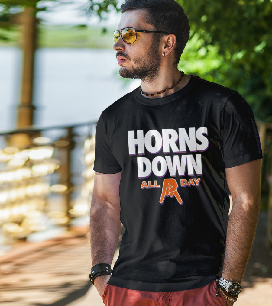 Horns Down All Day Clemson Tiger College Rival Humor T-Shirt