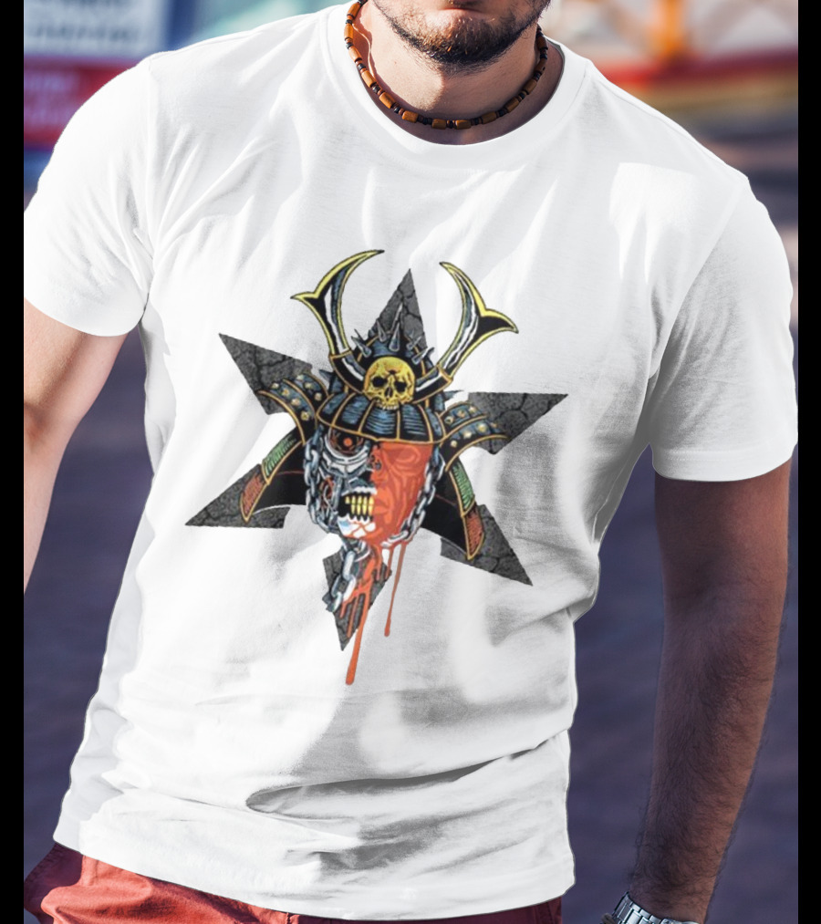 God’s Hate Shuriken Samurai Skull Starburst Horror T-Shirt