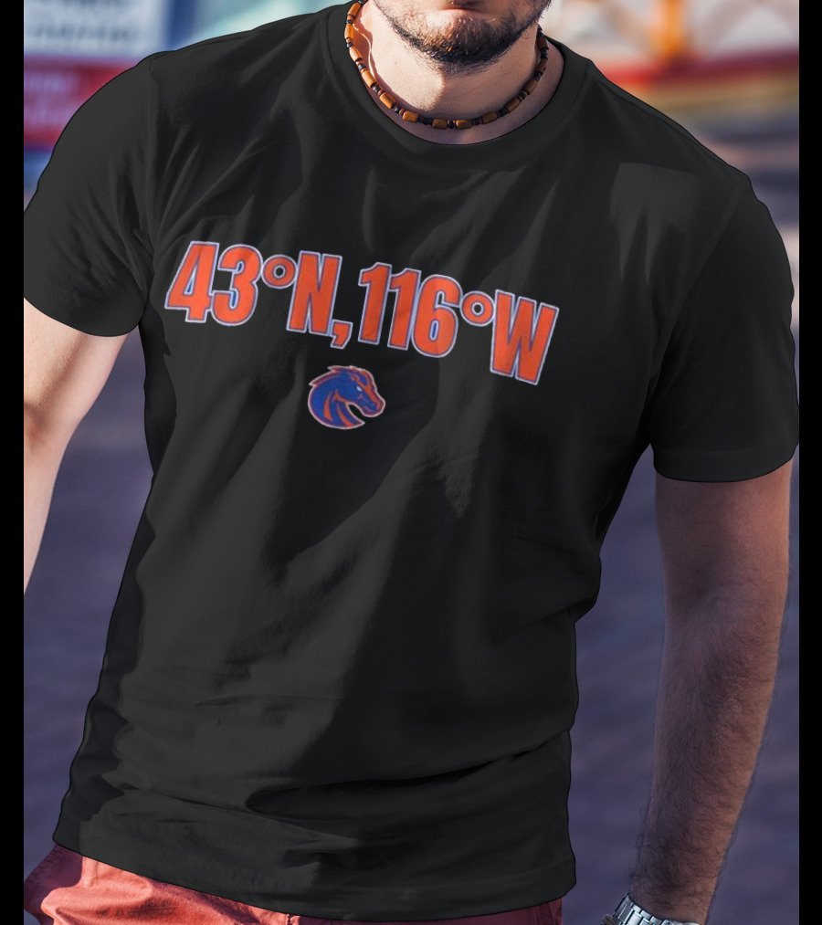 Boise State Football Coordinates 43 N, 116 W Broncos T-Shirt