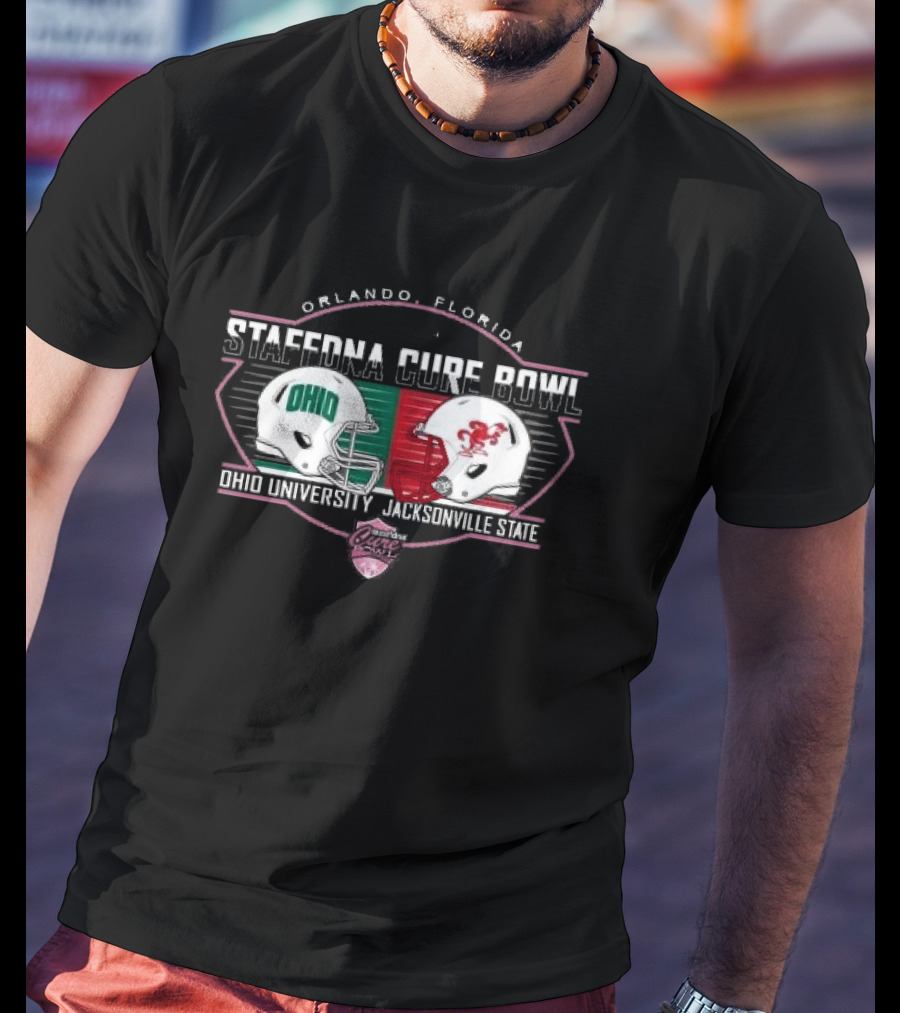 Orlando Florida Ohio University Jacksonville State StaffDNA Cure Bowl T-Shirt