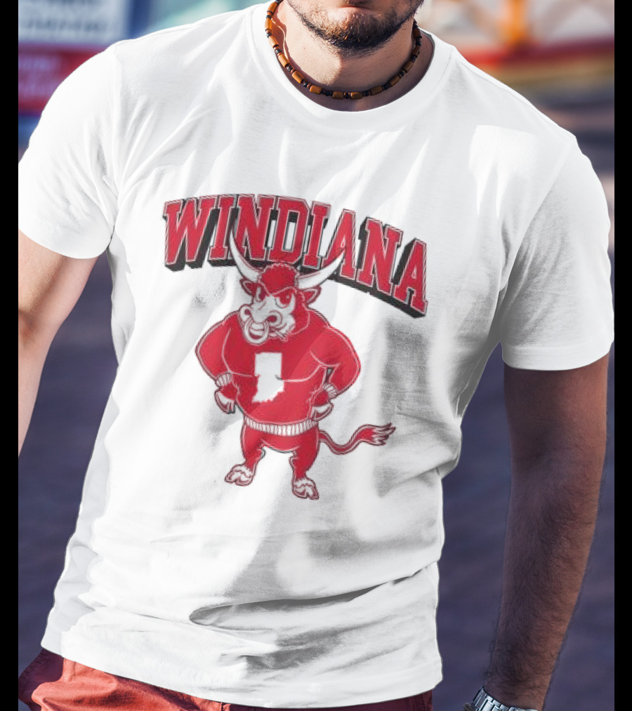 Windiana Hoosiers Mascot Bull With Indiana State Shape T-Shirt