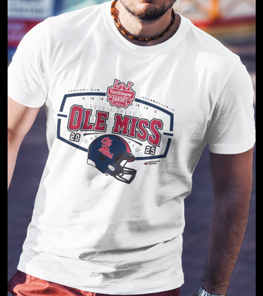 2025 Ole Miss Rebels TaxSlayer Gator Bowl January 2nd Jacksonville FL Football Helmet T-Shirt