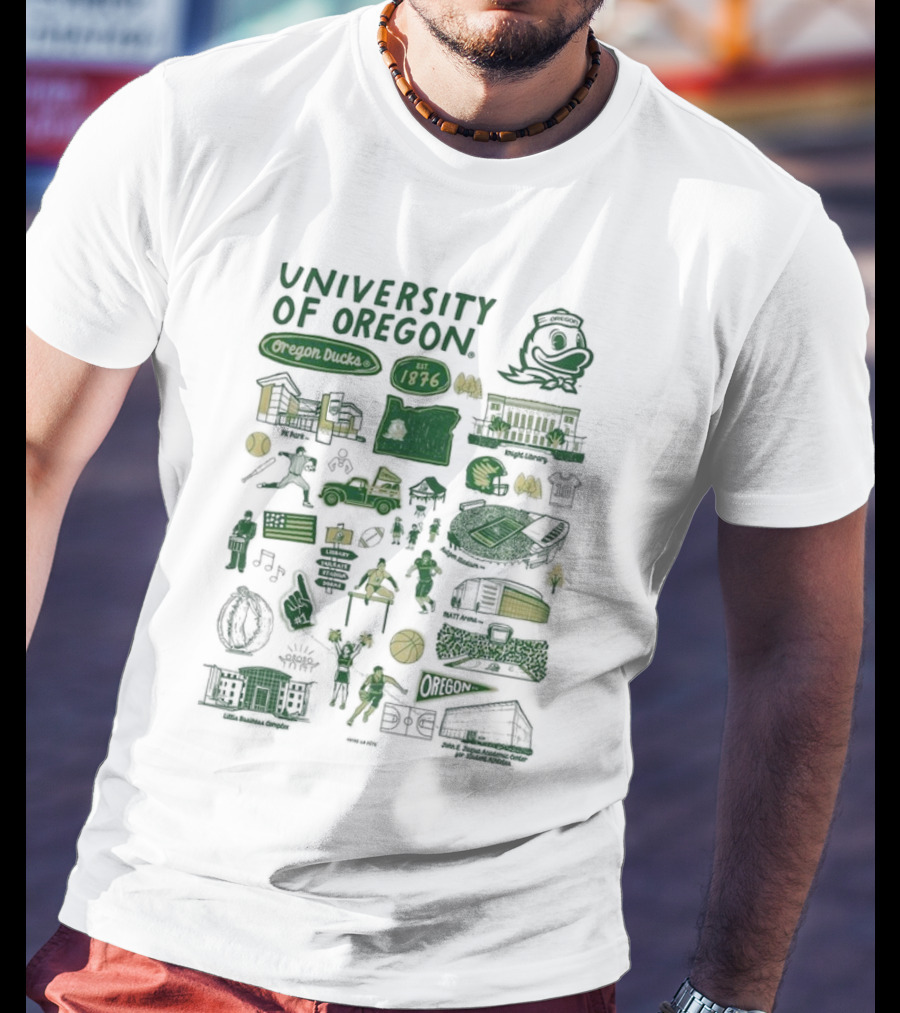 University Of Oregon Ducks 1876 Knight Library Matt Arena Iconography T-Shirt