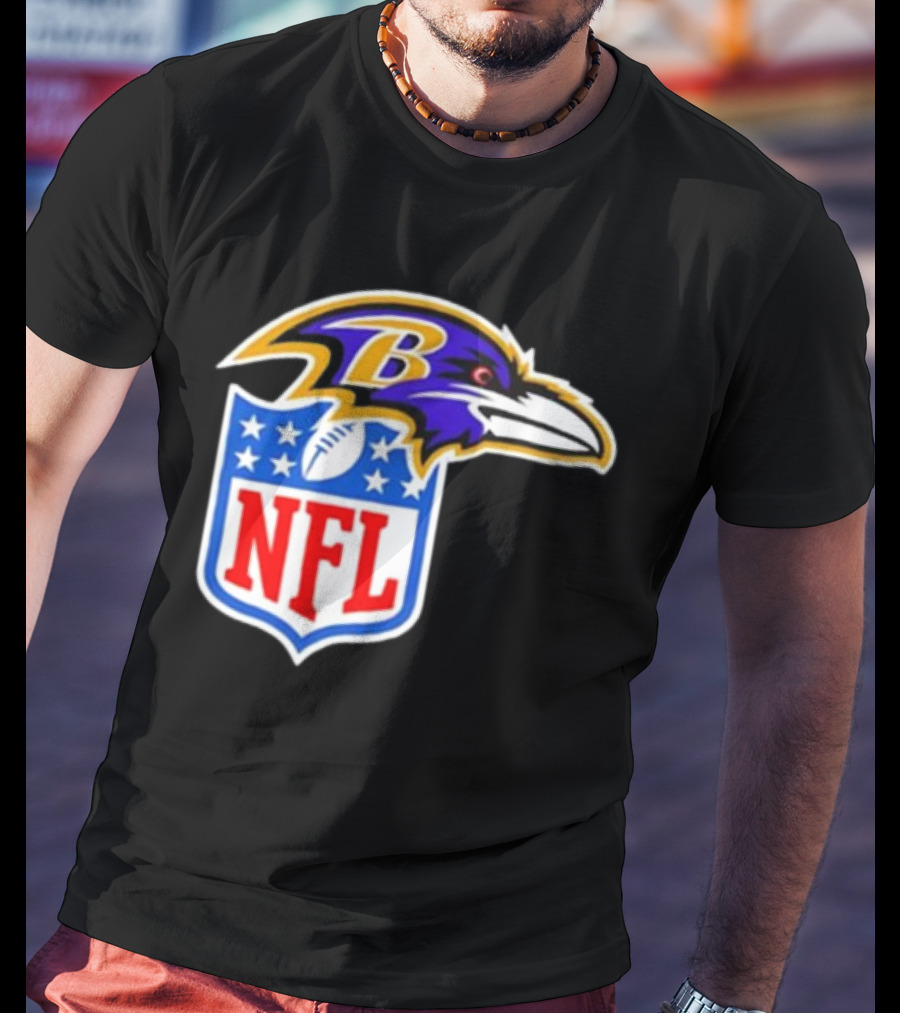 Baltimore Ravens NFL Shield Emblem Ravens Head T-Shirt