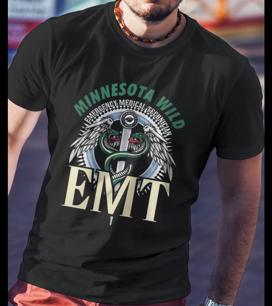 Minnesota Wild EMT Emergency Medical Technician Caduceus T-Shirt