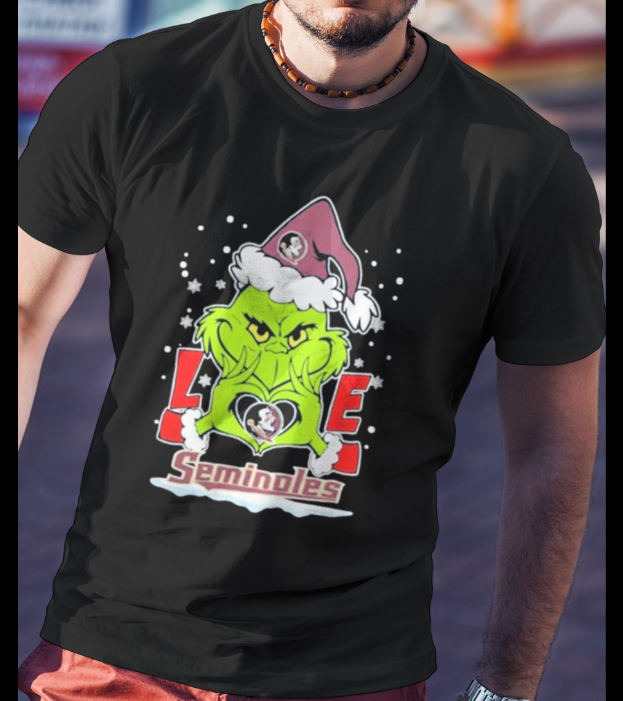 Grinch Love Florida State Seminoles Christmas Football T-Shirt