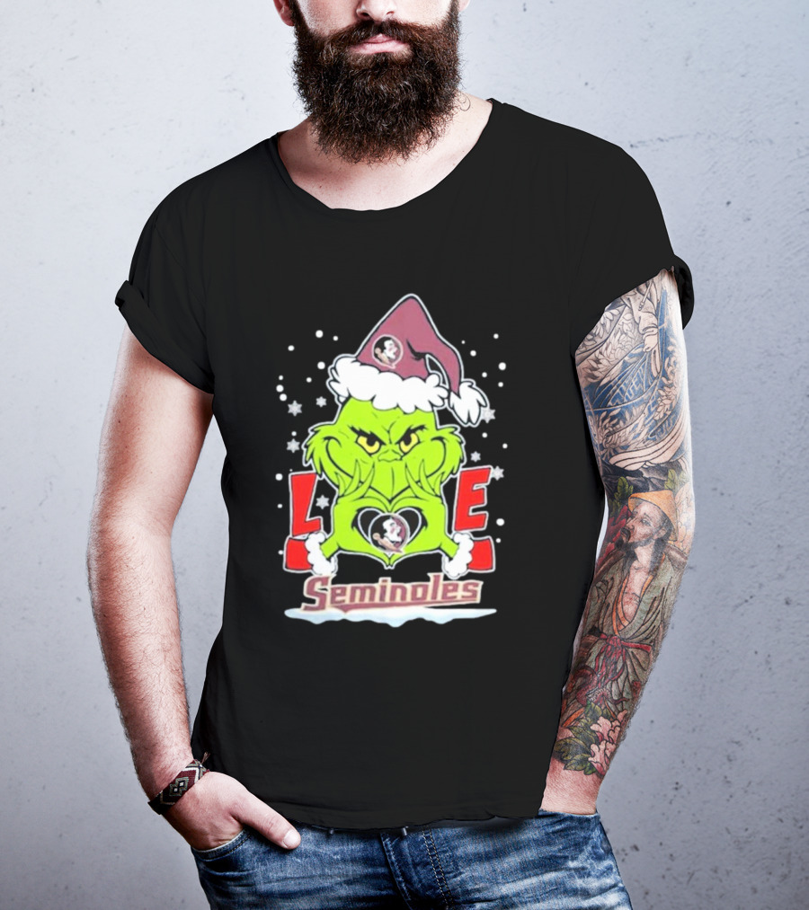 Grinch Love Florida State Seminoles Christmas Football T-Shirt