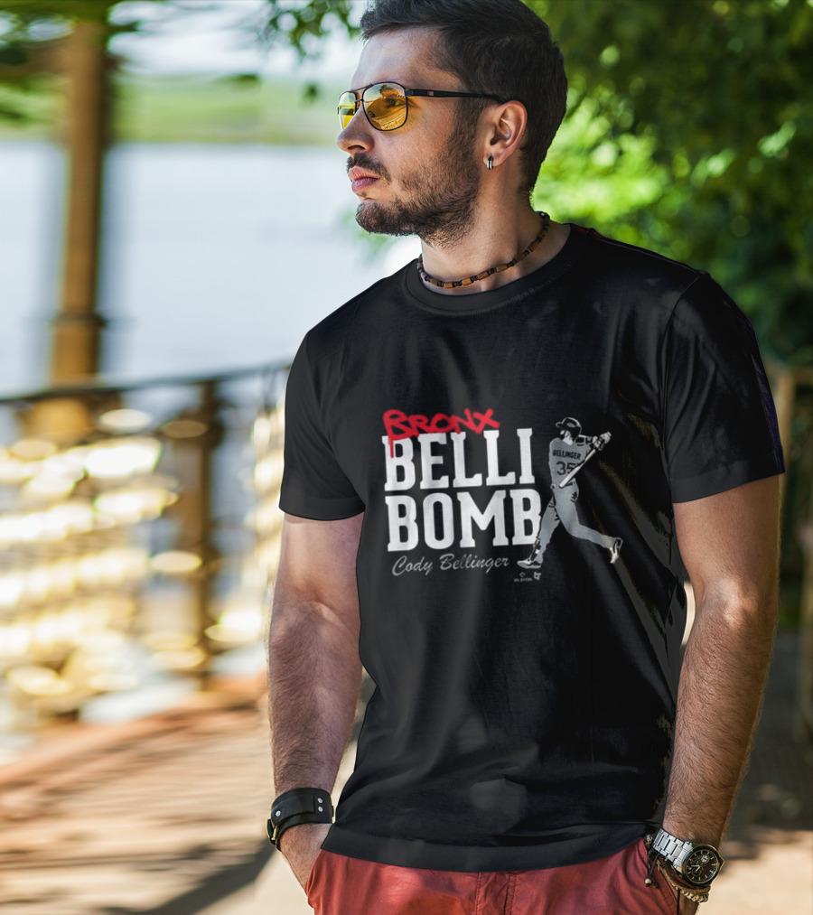 Bronx Belli Bomb Cody Bellinger 35 Swing Baseball T-Shirt