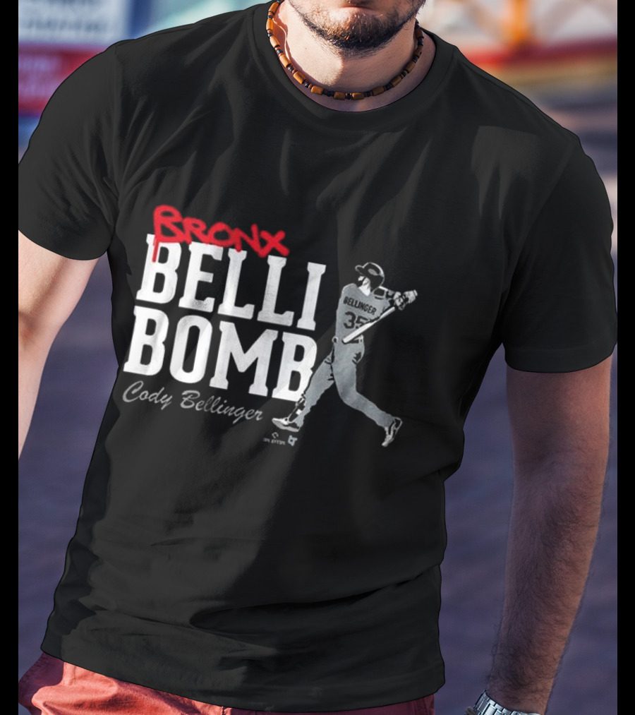 Bronx Belli Bomb Cody Bellinger 35 Swing Baseball T-Shirt