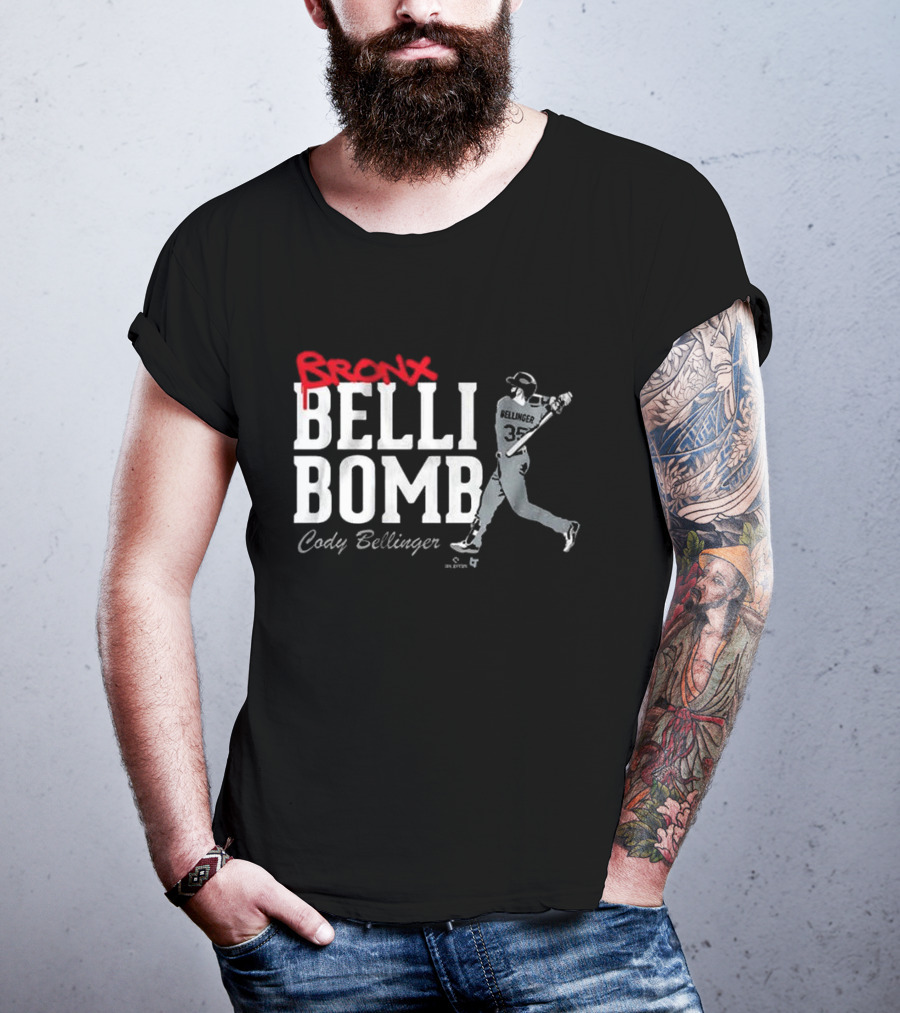 Bronx Belli Bomb Cody Bellinger 35 Swing Baseball T-Shirt