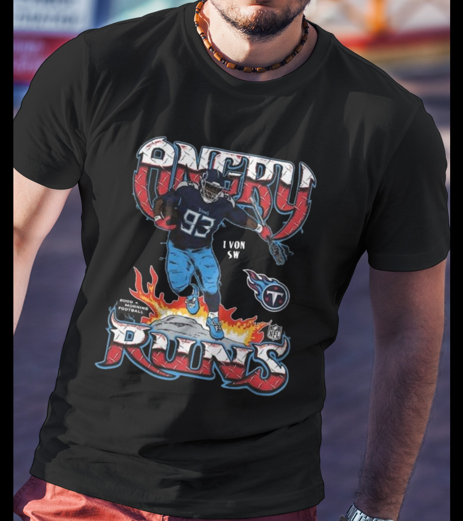 Von SW Angry Runs Tennessee Titans NFL Good Morning Football Charcoal T-Shirt