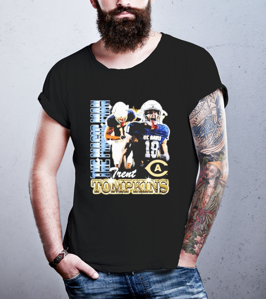 Trent Tompkins The Maestro Man UC Davis Aggies Football 18 T-Shirt