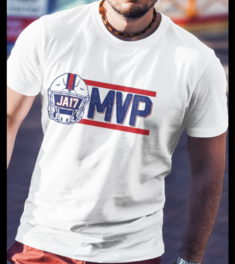 JA17 MVP Josh Allen Buffalo Bills Helmet Red Blue Stripes T-Shirt