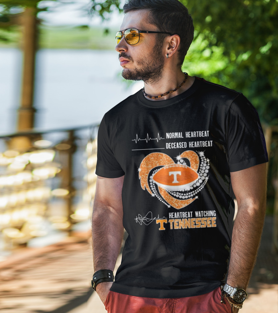 Normal Heartbeat Deceased Heartbeat Heartbeat Watching Tennessee Volunteers Football Diamond Heart T-Shirt