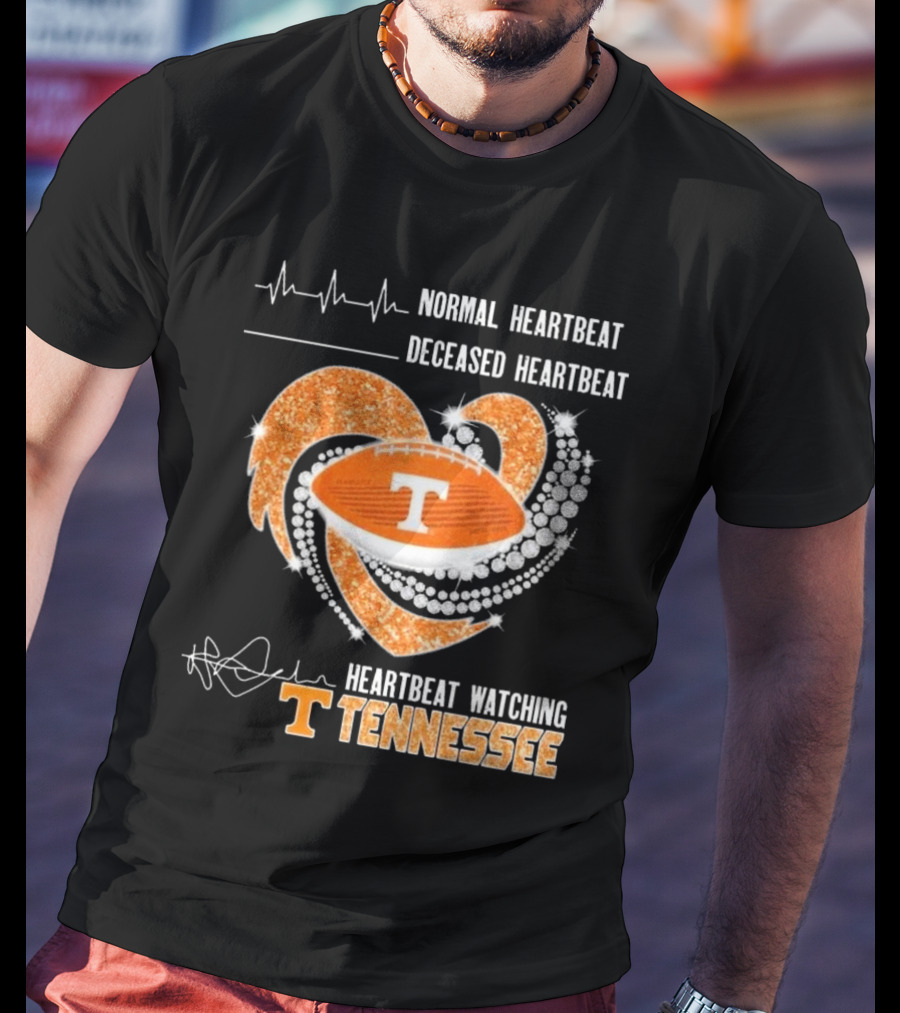 Normal Heartbeat Deceased Heartbeat Heartbeat Watching Tennessee Volunteers Football Diamond Heart T-Shirt