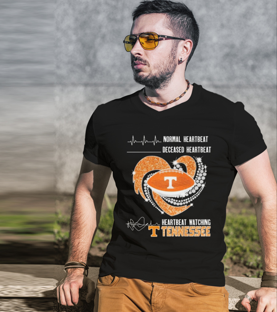Normal Heartbeat Deceased Heartbeat Heartbeat Watching Tennessee Volunteers Football Diamond Heart T-Shirt