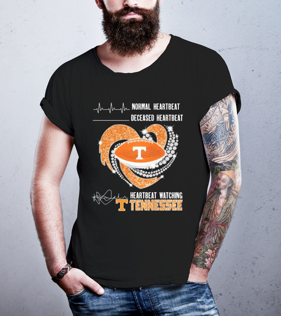 Normal Heartbeat Deceased Heartbeat Heartbeat Watching Tennessee Volunteers Football Diamond Heart T-Shirt