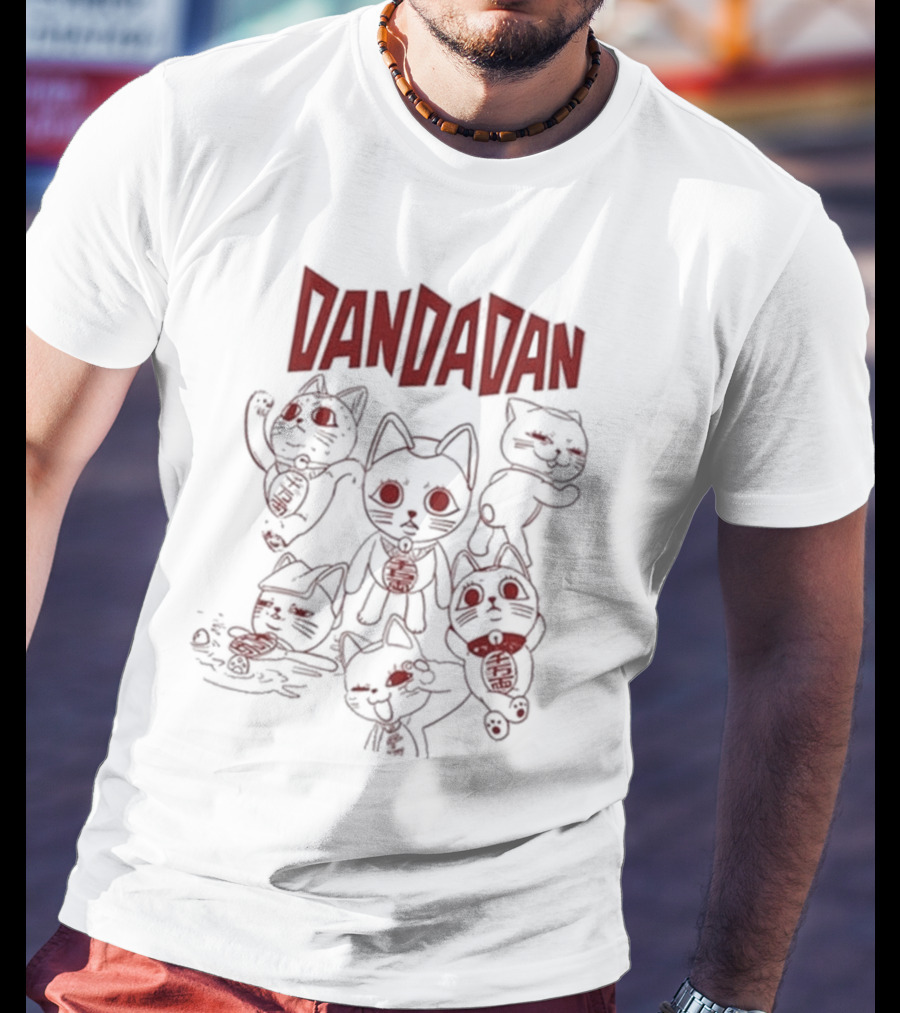 Dandadan Beige Turbo Granny Cat Characters T-Shirt