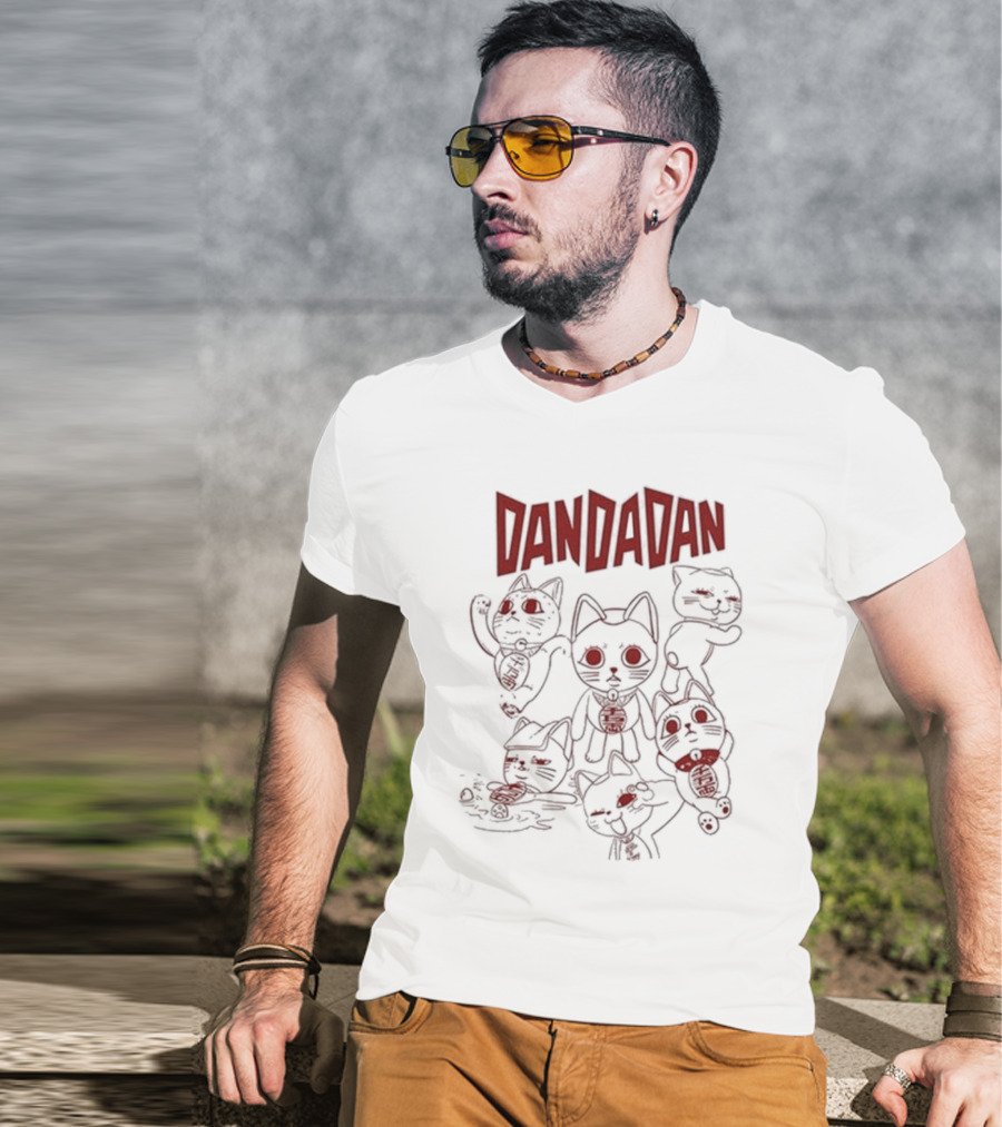 Dandadan Beige Turbo Granny Cat Characters T-Shirt