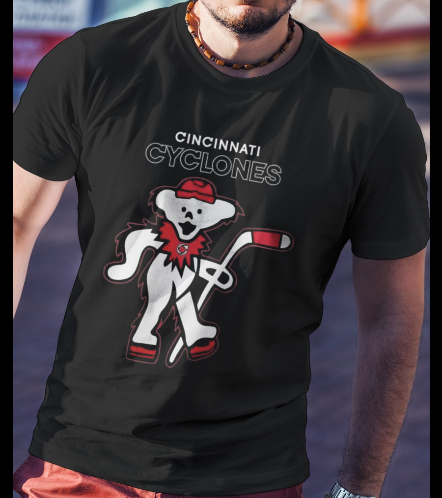 Cincinnati Cyclones Hockey With Grateful Dead Style Bear 2025 T-Shirt